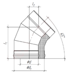 Сэндвич - колено 45 d.150/230 нерж./оцинк. 0,5/0,5 или 0,8/0,5 мм.